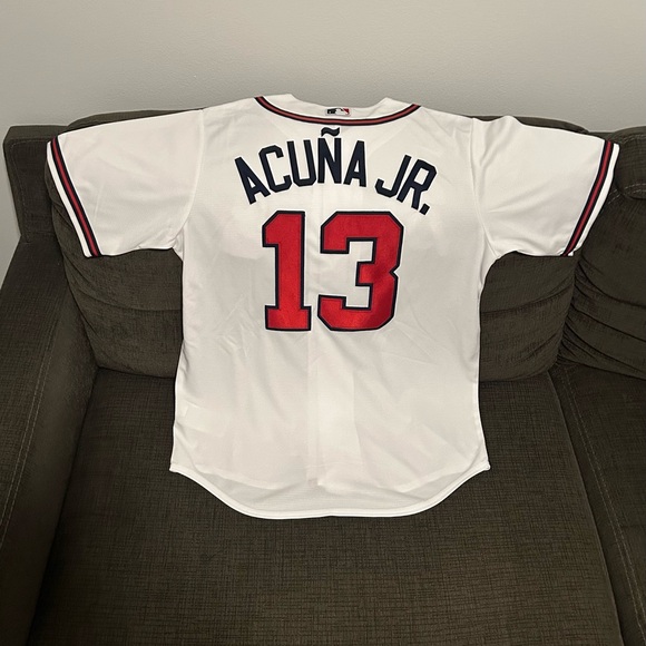 Nike Atlanta Braves Ronald Acuna Jr White Jersey MLB Baseball Men’s Sz: Medium - Picture 1 of 8